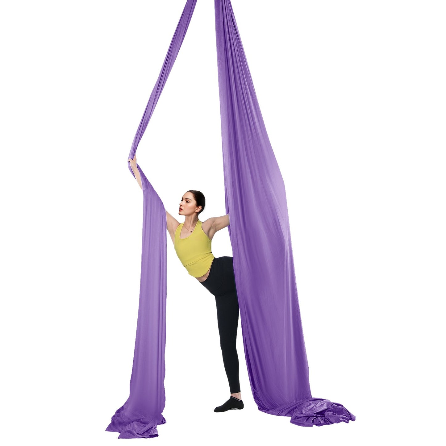 Aerial Yoga Hängematte &amp; Schaukel, 4,4 Yards, Yoga-Starter-Kit mit 100 g/m² Nylongewebe, komplette Takelage-Hardware und einfache Installationsanleitung, Anti-Schwerkraftfliegen für Fitness-Bodybuilding aller Niveaus, Lila