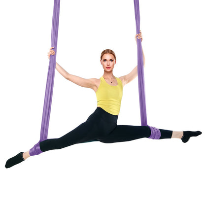 Aerial Yoga Hängematte &amp; Schaukel, 4,4 Yards, Yoga-Starter-Kit mit 100 g/m² Nylongewebe, komplette Takelage-Hardware und einfache Installationsanleitung, Anti-Schwerkraftfliegen für Fitness-Bodybuilding aller Niveaus, Lila