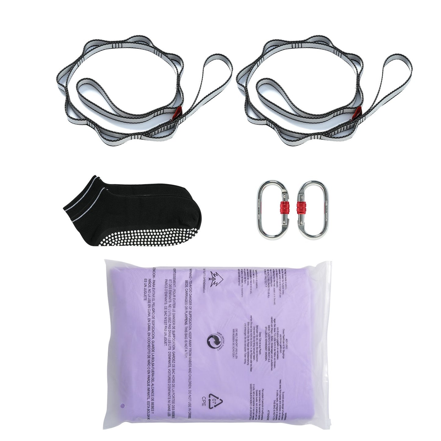 Aerial Yoga Hängematte &amp; Schaukel, 4,4 Yards, Yoga-Starter-Kit mit 100 g/m² Nylongewebe, komplette Takelage-Hardware und einfache Installationsanleitung, Anti-Schwerkraftfliegen für Fitness-Bodybuilding aller Niveaus, Lila