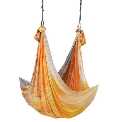 Aerial Yoga Hängematte &amp; Schaukel, 5,5 Yards, Aerial Yoga Starter Kit mit 100 g/m² Nylongewebe, komplette Takelage-Hardware und einfache Installationsanleitung, Anti-Schwerkraftfliegen für Fitness-Bodybuilding aller Niveaus, Gold