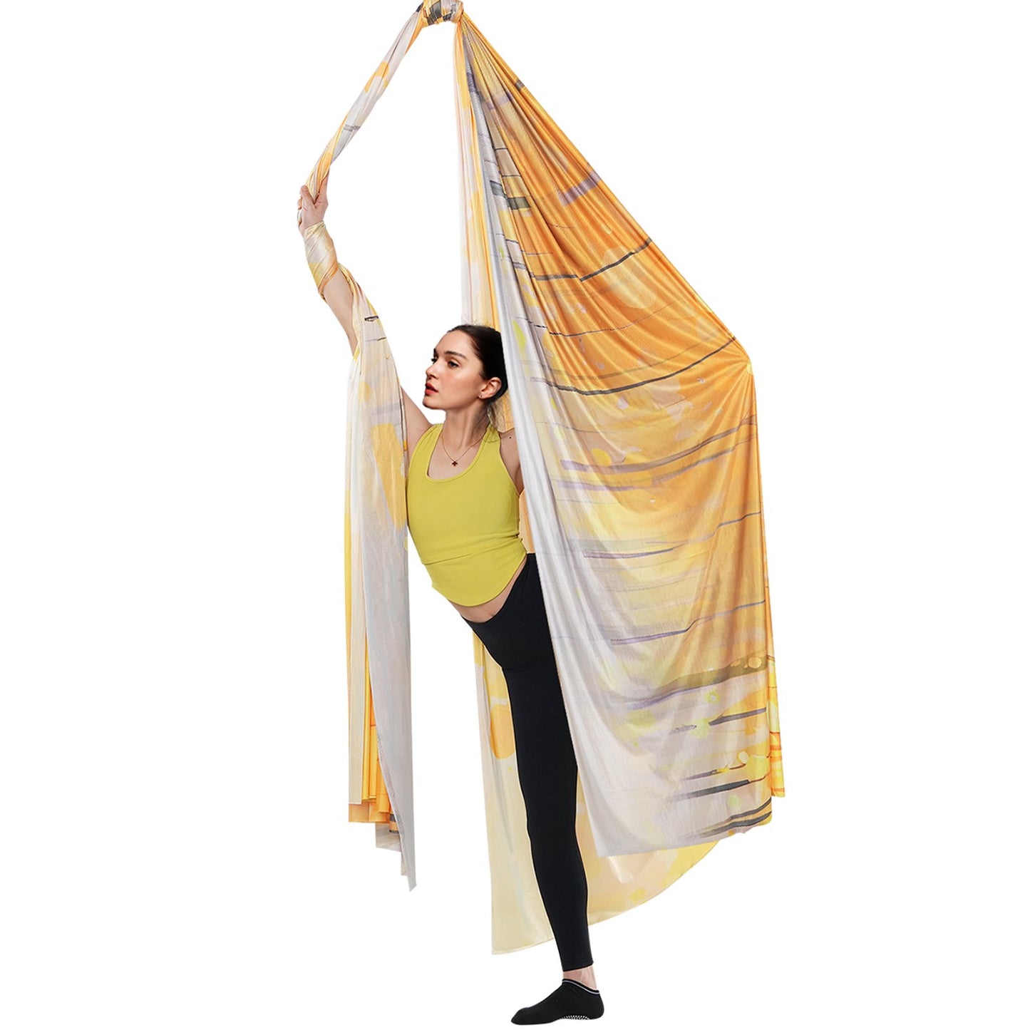 Aerial Yoga Hängematte &amp; Schaukel, 5,5 Yards, Aerial Yoga Starter Kit mit 100 g/m² Nylongewebe, komplette Takelage-Hardware und einfache Installationsanleitung, Anti-Schwerkraftfliegen für Fitness-Bodybuilding aller Niveaus, Gold