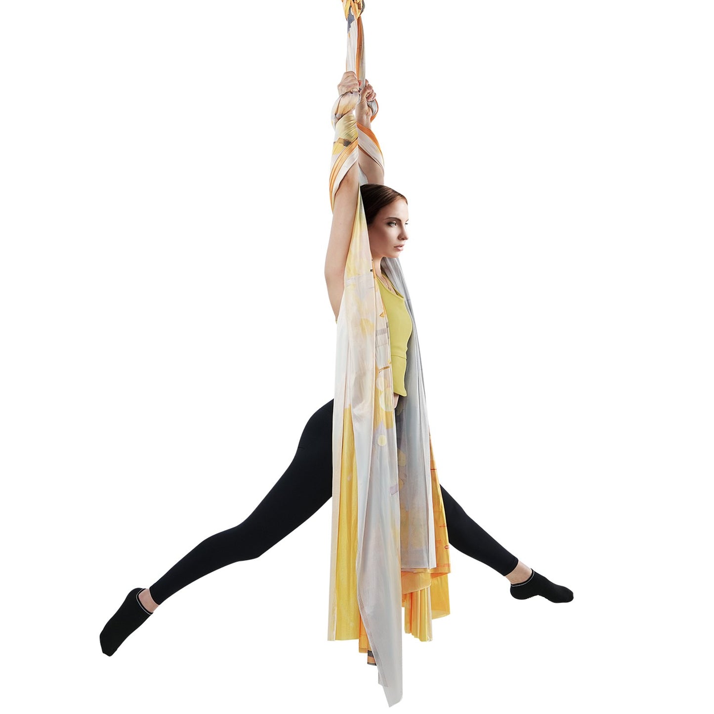 Aerial Yoga Hängematte &amp; Schaukel, 5,5 Yards, Aerial Yoga Starter Kit mit 100 g/m² Nylongewebe, komplette Takelage-Hardware und einfache Installationsanleitung, Anti-Schwerkraftfliegen für Fitness-Bodybuilding aller Niveaus, Gold