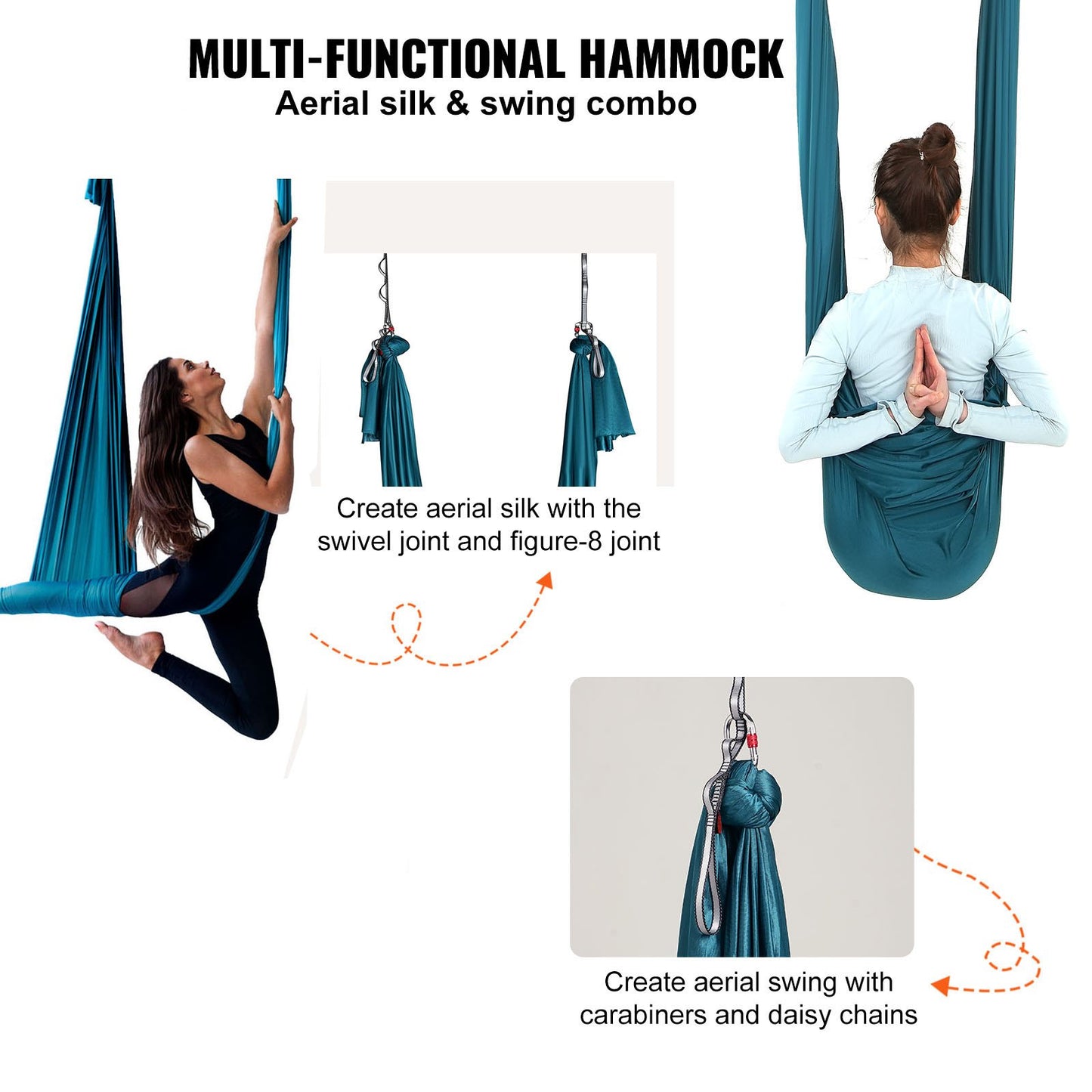 Aerial Yoga Hängmatta & Swing, 5,5 Yards, Aerial Yoga Starter Kit med 100gsm nylontyg, Full Rigging Hårdvara & Enkel installationsguide, Antigravity Flying för alla nivåer Fitness Bodybuilding, Grön