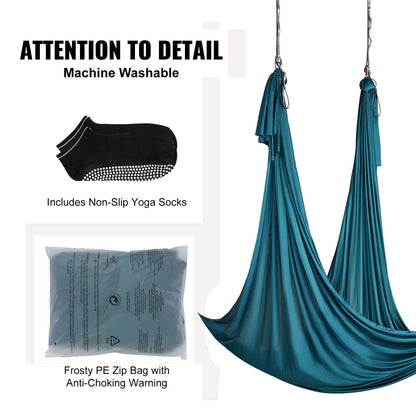 Aerial Yoga Hängmatta & Swing, 5,5 Yards, Aerial Yoga Starter Kit med 100gsm nylontyg, Full Rigging Hårdvara & Enkel installationsguide, Antigravity Flying för alla nivåer Fitness Bodybuilding, Grön