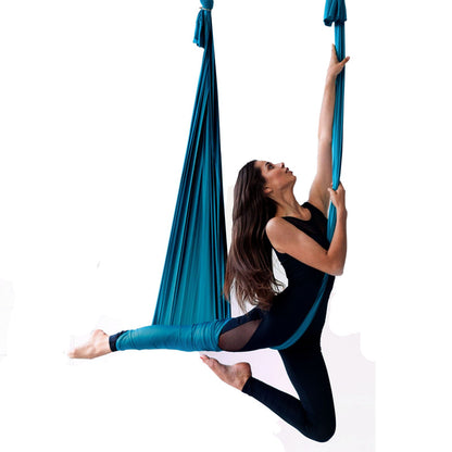 Aerial Yoga Hängmatta & Swing, 5,5 Yards, Aerial Yoga Starter Kit med 100gsm nylontyg, Full Rigging Hårdvara & Enkel installationsguide, Antigravity Flying för alla nivåer Fitness Bodybuilding, Grön