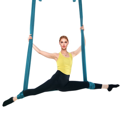 Aerial Yoga Hängmatta & Swing, 5,5 Yards, Aerial Yoga Starter Kit med 100gsm nylontyg, Full Rigging Hårdvara & Enkel installationsguide, Antigravity Flying för alla nivåer Fitness Bodybuilding, Grön