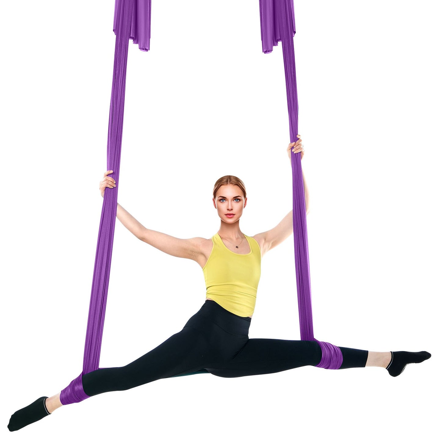 Aerial Silk &amp; Yoga-Schaukel, 8,7 Yards, Aerial-Yoga-Hängematten-Set mit 100 g/m² Nylongewebe, komplette Takelage-Hardware und einfache Installationsanleitung, Anti-Schwerkraft-Fliegen für Fitness-Bodybuilding aller Niveaus, Lila