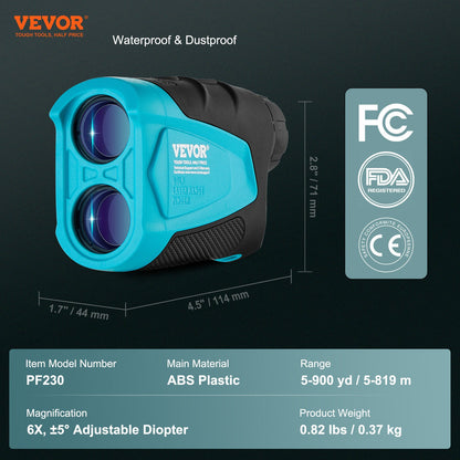 Golf Rangefinder, 900 Yards Laser Golfing Hunting Range Finder, 6X Magnification Distance Measuring, Golfing Accessory with External Magnet Mount, High-Precision Flag Lock, Slope, and Batteries