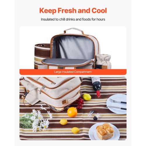 Strand-Picknick-Rucksack für 4 Personen mit Kühlfach | EU