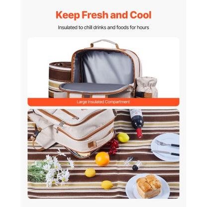 Strand-Picknick-Rucksack für 4 Personen mit Kühlfach | EU