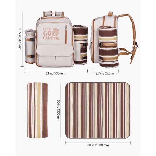 Strand-Picknick-Rucksack für 4 Personen mit Kühlfach | EU