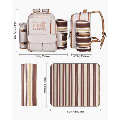 Strand-Picknick-Rucksack für 4 Personen mit Kühlfach | EU