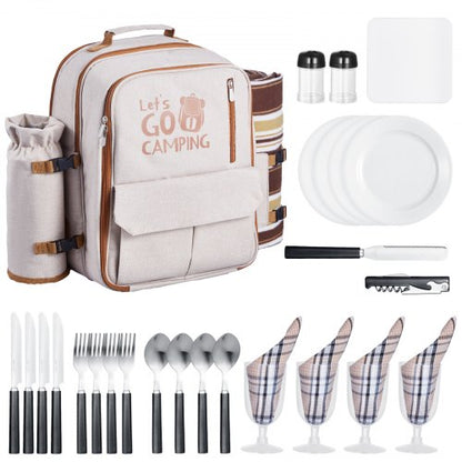 Strand-Picknick-Rucksack für 4 Personen mit Kühlfach | EU