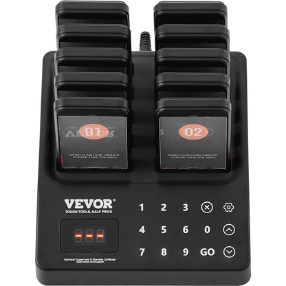 Restaurant Pager System, Wireless 400m Long Range Lineup Waiting Queue Signal, Guest Customer Calling Beepers with Vibration & Flashing, 10 Buzzers for Food Truck, Church, Nursery, Hospital