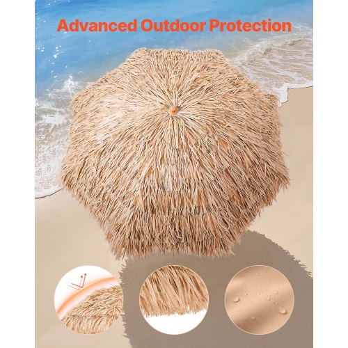 Tiki-Schirm, Strohschirm, 2,08 m, Pool-Schirm für Terrasse und Strand