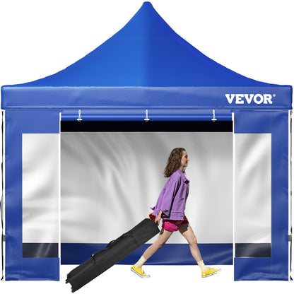 10 x 10 FT Pop Up Canopy Tent, Gazebo Tent with Patio with Removable Side Walls and Carry Bag on Wheels, UV Resistant Waterproof Instant Gazebo Shelter for Party, Garden, Backyard, Blue