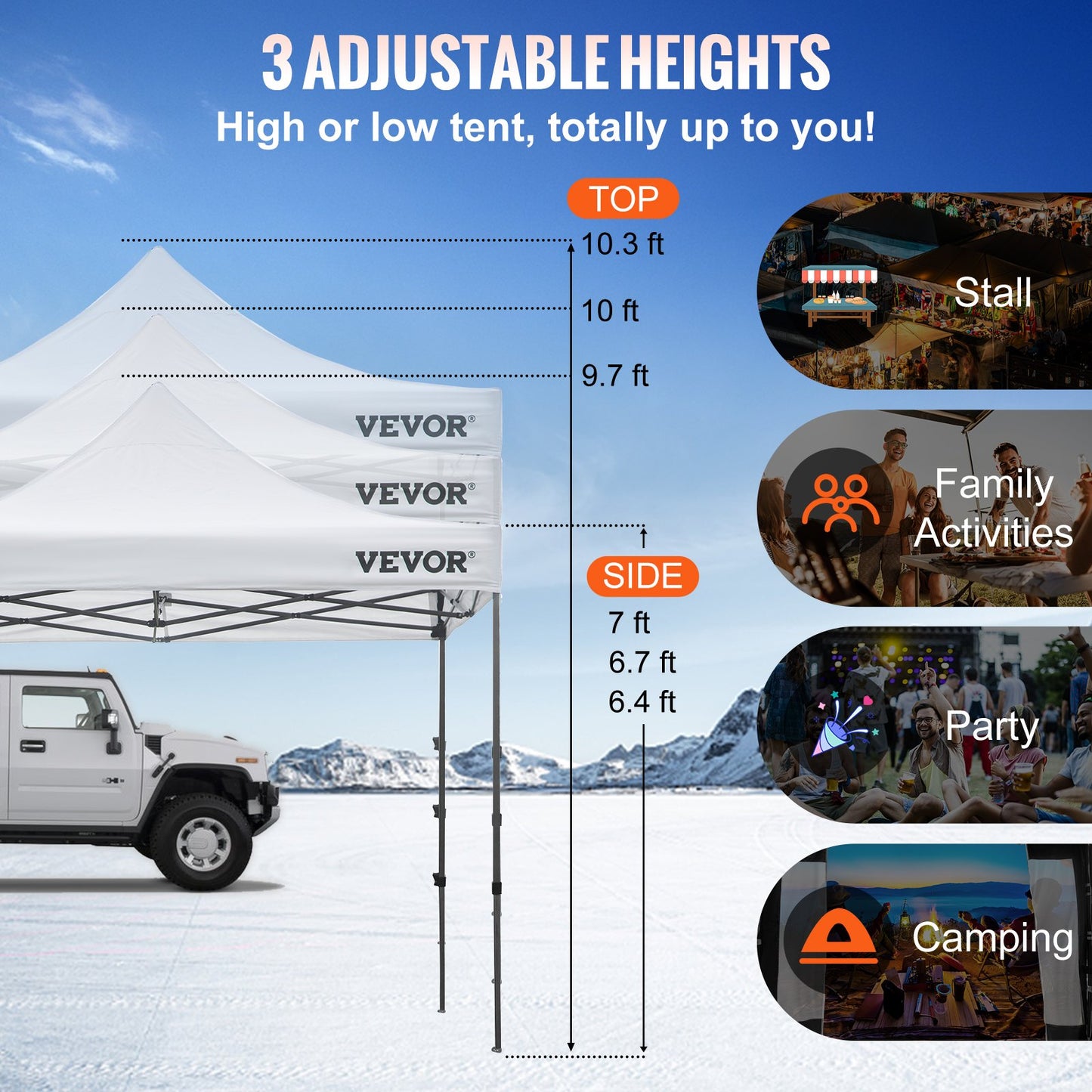 10 x 10 FT Pop Up Canopy Tent, Gazebo Tent with Patio with Removable Side Walls and Carry Bag on Wheels, UV Resistant Waterproof Instant Gazebo Shelter for Party, Garden, Backyard, White