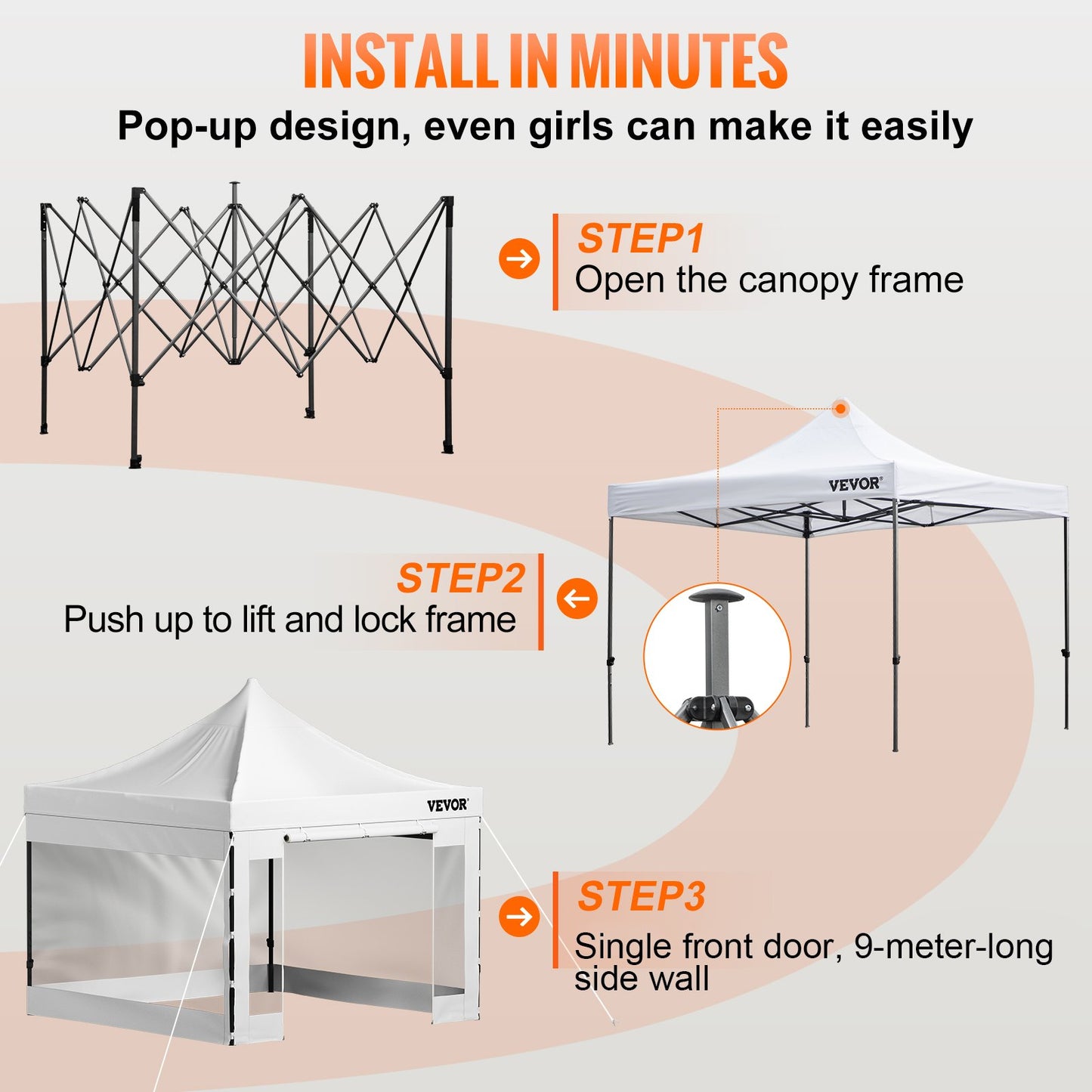10 x 10 FT Pop Up Canopy Tent, Gazebo Tent with Patio with Removable Side Walls and Carry Bag on Wheels, UV Resistant Waterproof Instant Gazebo Shelter for Party, Garden, Backyard, White