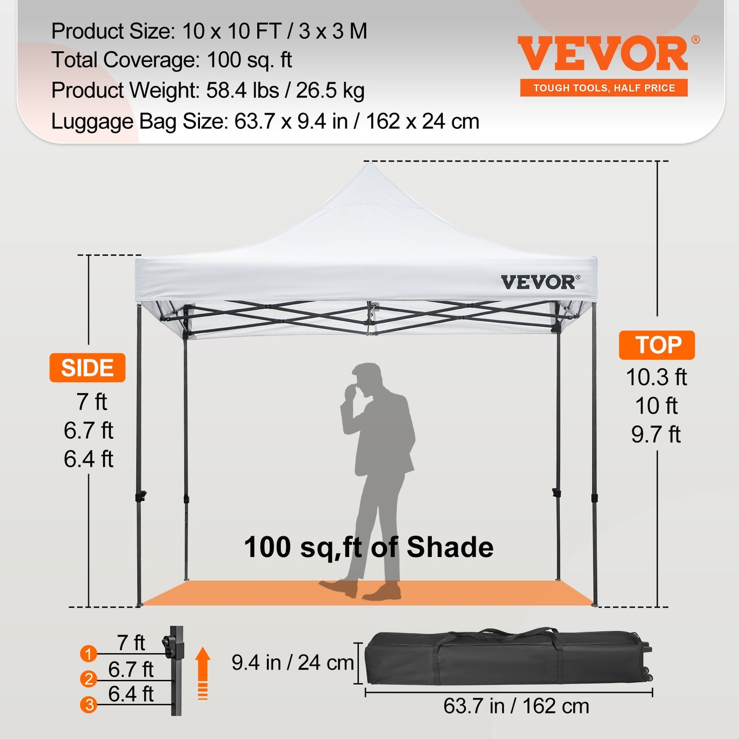 10 x 10 FT Pop Up Canopy Tent, Gazebo Tent with Patio with Removable Side Walls and Carry Bag on Wheels, UV Resistant Waterproof Instant Gazebo Shelter for Party, Garden, Backyard, White