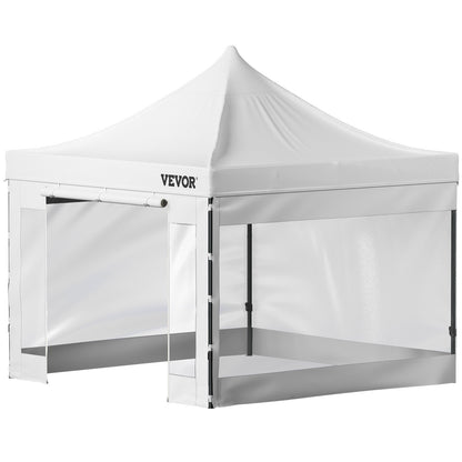 10 x 10 FT Pop Up Canopy Tent, Gazebo Tent with Patio with Removable Side Walls and Carry Bag on Wheels, UV Resistant Waterproof Instant Gazebo Shelter for Party, Garden, Backyard, White