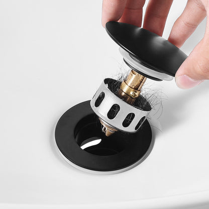 Bathroom Sink Drain with Overflow, Brass and 304 Stainless Steel Pop Up Drains, Anti-Clogging Vessel Sink Drain Strainer, All Metal Hair Catcher Drains Stopper, for Sinks with Overflow Holes
