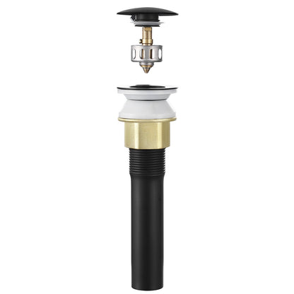 Bathroom Sink Drain with Overflow, Brass and 304 Stainless Steel Pop Up Drains, Anti-Clogging Vessel Sink Drain Strainer, All Metal Hair Catcher Drains Stopper, for Sinks with Overflow Holes