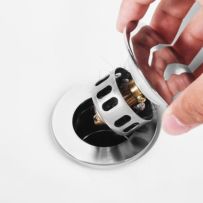 Bathroom Sink Drain Without Overflow, Brass and 304 Stainless Steel Pop Up Drains, Anti-Clogging Vessel Drain Strainer, All Metal Hair Catcher Drains Stopper, for Sinks Without Overflow Holes