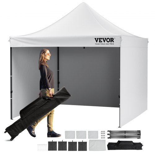 10x10 FT Pop up Canopy with Removable Sidewalls, Instant Canopies Portable Gazebo & Wheeled Bag, UV Resistant Waterproof, Enclosed Canopy Tent for Outdoor Events, Patio, Backyard, Party, Camping