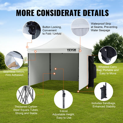 10x10 FT Pop up Canopy with Removable Sidewalls, Instant Canopies Portable Gazebo & Wheeled Bag, UV Resistant Waterproof, Enclosed Canopy Tent for Outdoor Events, Patio, Backyard, Party, Camping