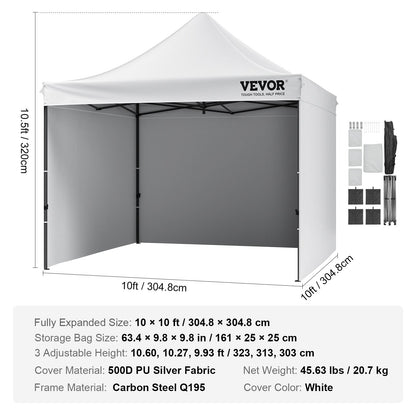 10x10 FT Pop up Canopy with Removable Sidewalls, Instant Canopies Portable Gazebo & Wheeled Bag, UV Resistant Waterproof, Enclosed Canopy Tent for Outdoor Events, Patio, Backyard, Party, Camping