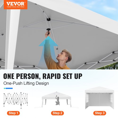 Pop Up-tak 3 x 3 meter popup-paviljongtält med 3 sidoväggar och 2 fönster