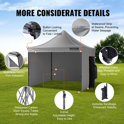 10x10 FT Pop up Canopy with Removable Sidewalls, Instant Canopies Portable Gazebo & Wheeled Bag, UV Resistant Waterproof, Enclosed Canopy Tent for Outdoor Events, Patio, Backyard, Party, Camping