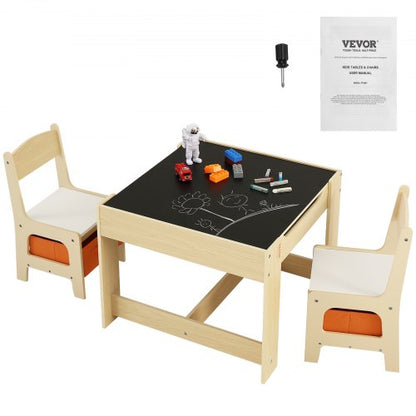Kids Table and Chair Set, Wooden Activity Table with Storage Space and Boxes, Kids Play Table for Toddlers Art, Craft, Reading, Learning