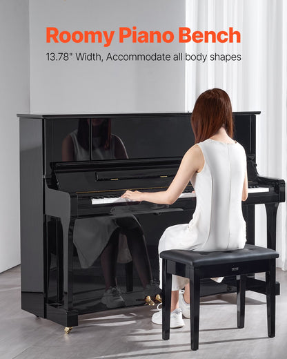 Klaviertastatur-Bank mit Stauraum, gepolsterter Sitz, Holz-Kosmetiktisch, Bücherregal, Hocker