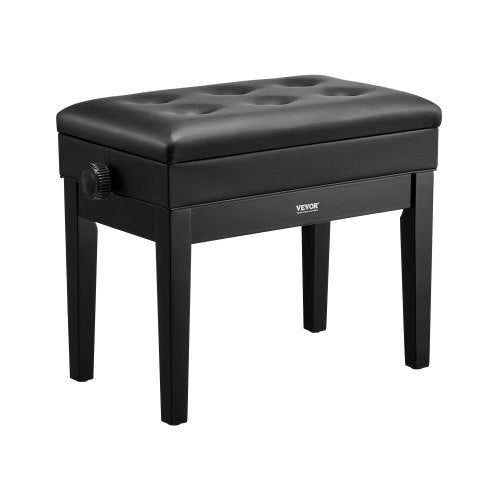 Piano Bench, 22" x 13" x 19.3", Keyboard Piano Chair with 19.3"-22.8" Adjustable Height, Padded Cushion, Storage Compartment for Music Books, Wooden Piano Stool Seat, for Vanity, Living Room