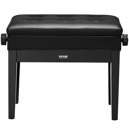 Adjustable Piano Keyboard Bench Storage Padded Seat Wooden Bookcase