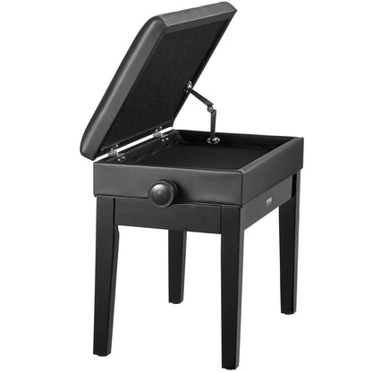 Adjustable Piano Keyboard Bench Storage Padded Seat Wooden Bookcase
