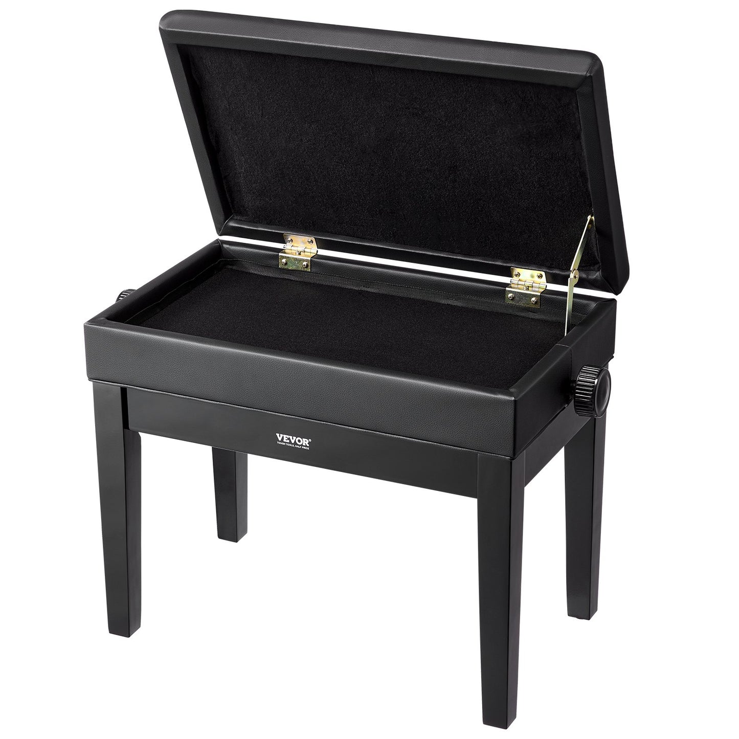 Adjustable Piano Keyboard Bench Storage Padded Seat Wooden Bookcase