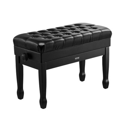 Piano Bench, 29.5" x 14" x 20.3", Duet Keyboard Piano Chair with 20.3"-23.4” Adjustable Height, Padded Cushion, Storage Compartment for Music Books, Wooden Piano Stool Seat, for Vanity, Bedroom