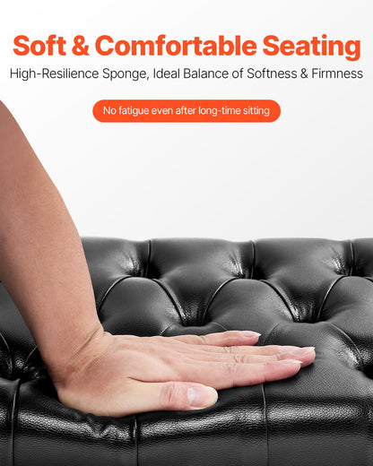 Adjustable Piano Keyboard Bench Storage Padded Seat Wooden Bookcase