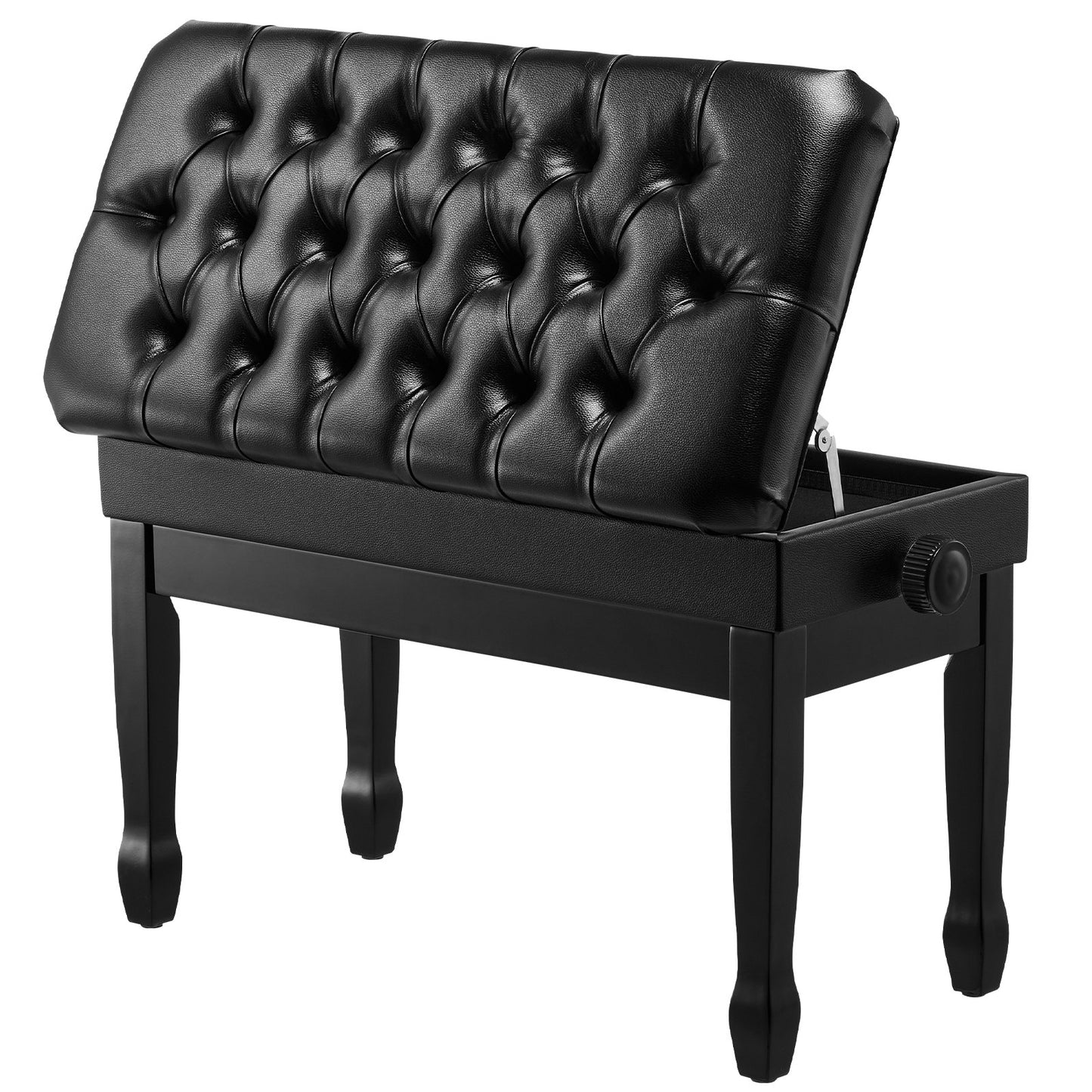 Adjustable Piano Keyboard Bench Storage Padded Seat Wooden Bookcase