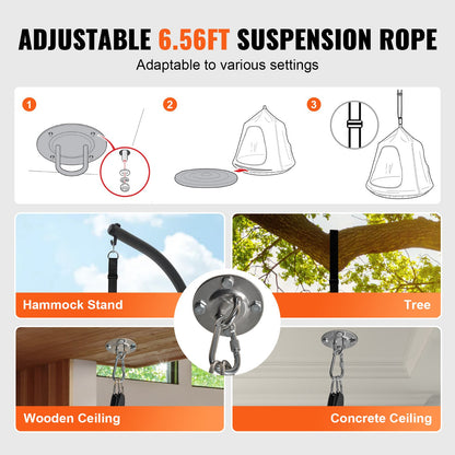 Kids Pod Swing Seat Hängmatta stol med LED-ljus Strängar 120 lbs