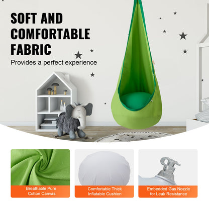 Kids Pod Swing Seat Hängmatta stol med LED-ljus Strängar 120 lbs