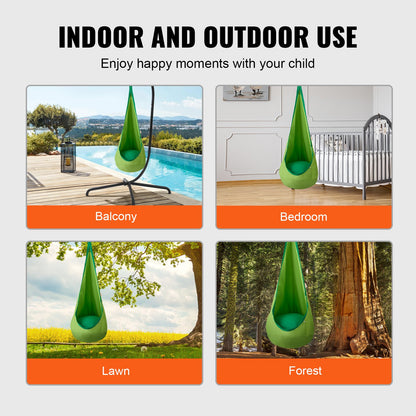 Kids Pod Swing Seat Hängmatta stol med LED-ljus Strängar 120 lbs