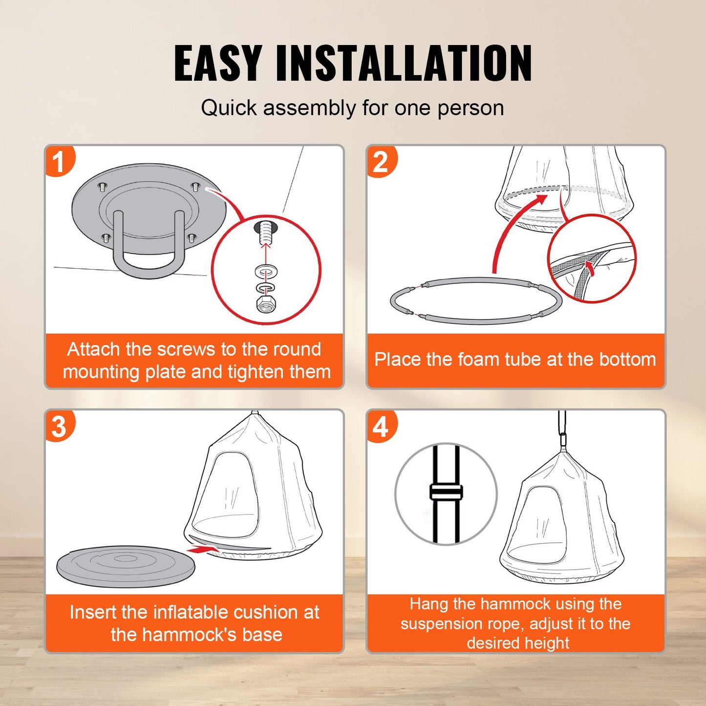 Kids Nest Chair, Hängmatta stol med justerbart rep, Hängmatta stol för barn inomhus och utomhus (39" D x 52" H), 250lbs Viktkapacitet, Rosa