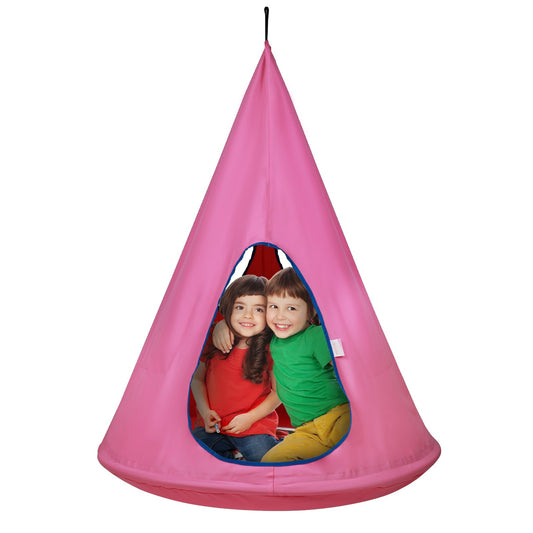 Kinderneststuhl, Hängesessel mit verstellbarem Seil, Hängesessel für Kinder drinnen und draußen (99,1 cm T x 132,1 cm H), 113,3 kg Gewichtskapazität, Rosa