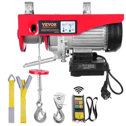 Electric Hoist, 1320 lbs Lifting Capacity, 1150W 220V Electric Wire Rope Winch with Wireless Remote Control, 40ft Single Cable Lifting Height and Pure Copper Motor, for Garage Warehouse Factory