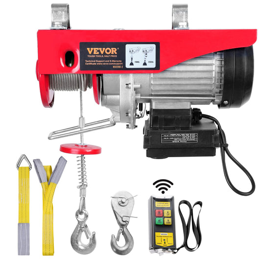 Electric Hoist, 2200 lbs Lifting Capacity, 1600W 220V Electric Wire Rope Winch with Wireless Remote Control, 40ft Single Cable Lifting Height and Pure Copper Motor, for Garage Warehouse Factory