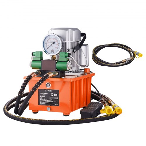 Electric Hydraulic Pump, 10000 PSI 750W 110V 488 in³/8L Capacity, Double Acting Solenoid Valve, Electric Driven Hydraulic Pump Power Pack Unit with Pedal Switch for Punching/Bending/Jack Machine