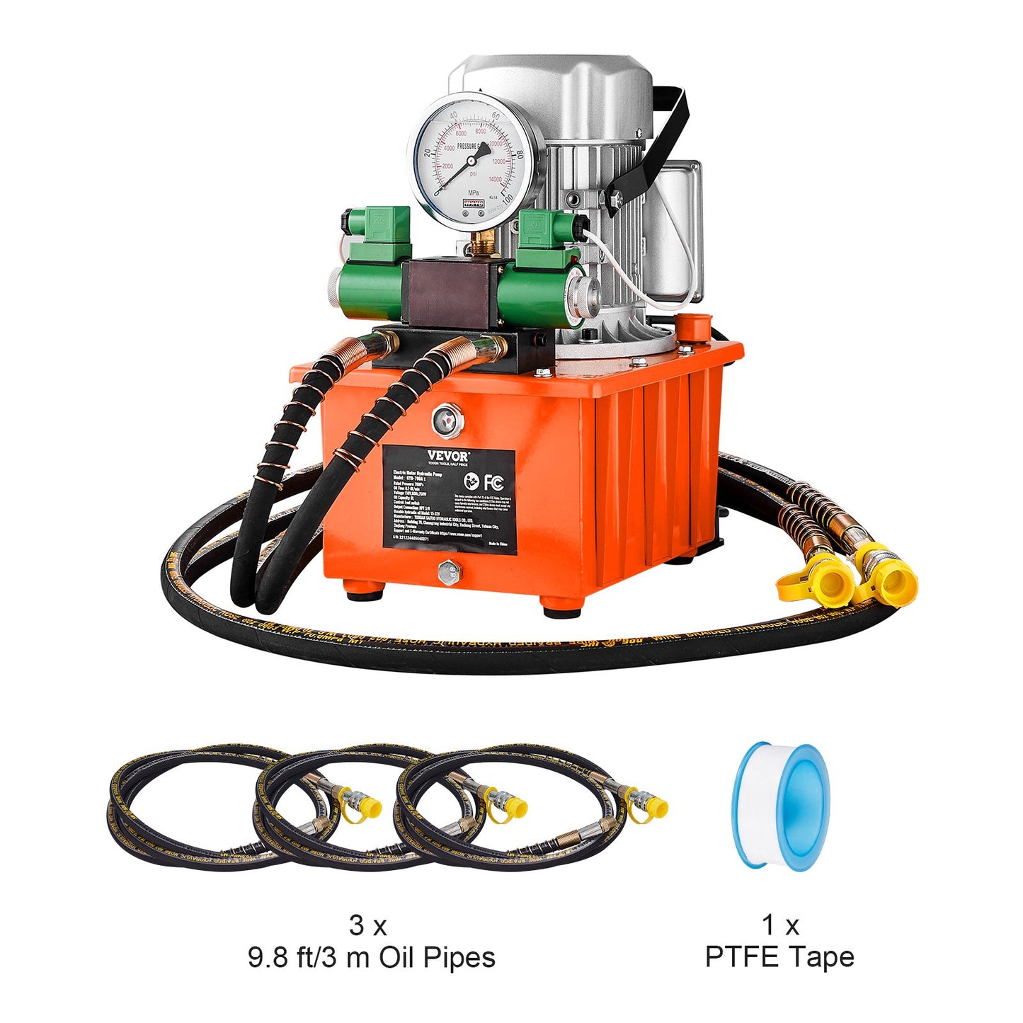 Electric Hydraulic Pump, 10000 PSI 750W 110V 488 in³/8L Capacity, Double Acting Solenoid Valve, Electric Driven Hydraulic Pump Power Pack Unit with Pedal Switch for Punching/Bending/Jack Machine